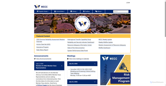 Security scan screenshot of https://wecc.org