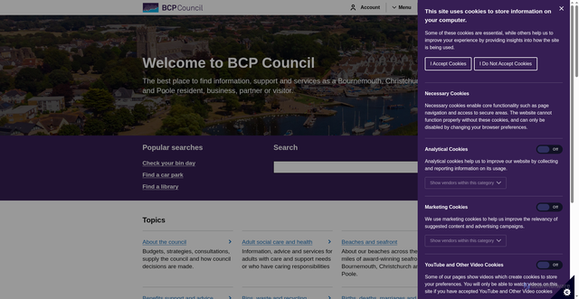 Security scan screenshot of https://www.bcpcouncil.gov.uk/