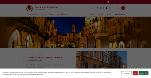 Security scan screenshot of https://comune.savigliano.cn.it/