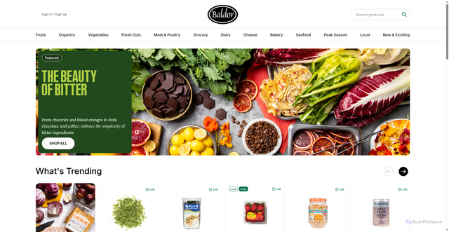 Security scan screenshot of https://baldorfood.com