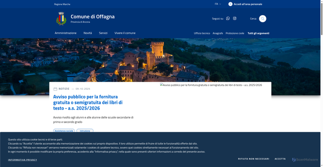 Security scan screenshot of https://www.comune.offagna.an.it/