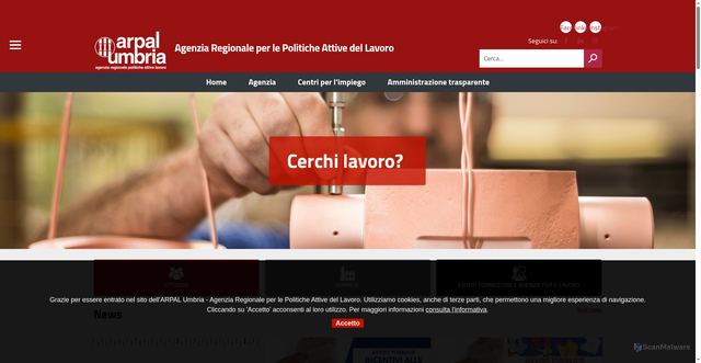 Security scan screenshot of http://www.arpalumbria.it