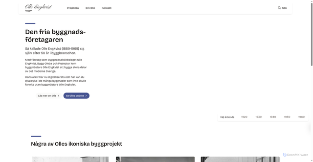 Security scan screenshot of https://olleengkvistbygger.se