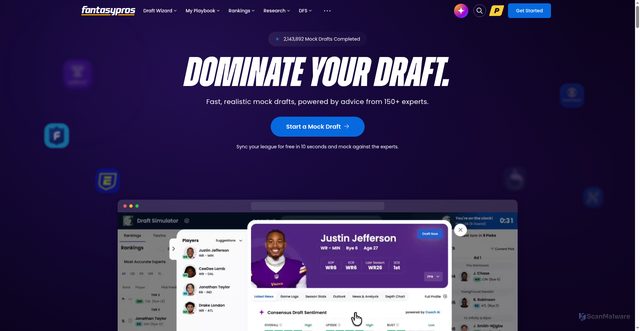 Security scan screenshot of https://www.fantasypros.com