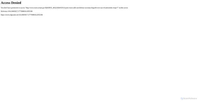 Security scan screenshot of https://www.rosen.senate.gov/2026/05/01/icymi-rosen-calls-out-defense-secretary-hegseth-over-use-of-antisemitic-trope/