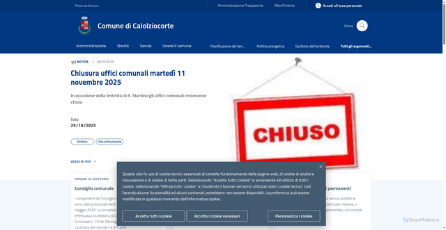 Security scan screenshot of https://www.comune.calolziocorte.lc.it/