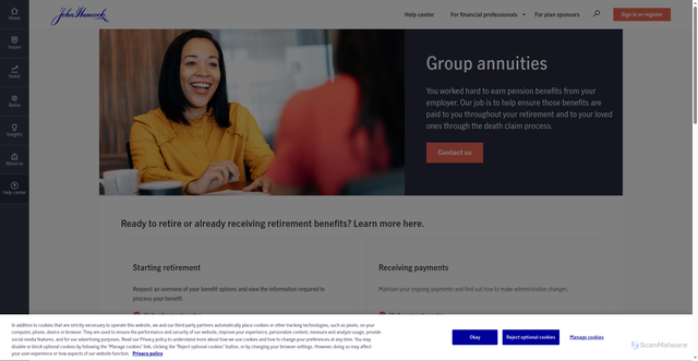 Security scan screenshot of https://jhgroupannuities.com