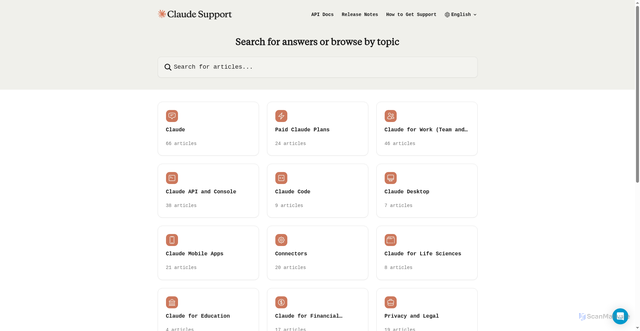 Security scan screenshot of https://support.anthropic.com/