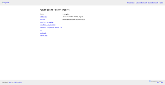 Security scan screenshot of https://webrtc.googlesource.com