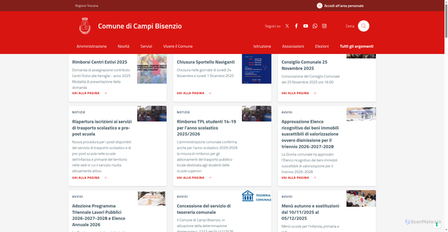 Security scan screenshot of https://www.comune.campi-bisenzio.fi.it/
