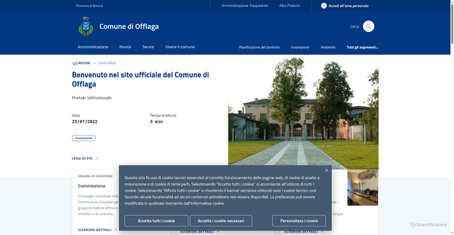 Security scan screenshot of https://www.comune.offlaga.bs.it/