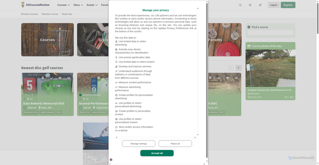Security scan screenshot of https://www.dgcoursereview.com