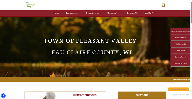 Security scan screenshot of https://pleasantvalleywi.gov/