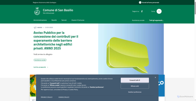 Security scan screenshot of https://comune.sanbasilio.su.it/