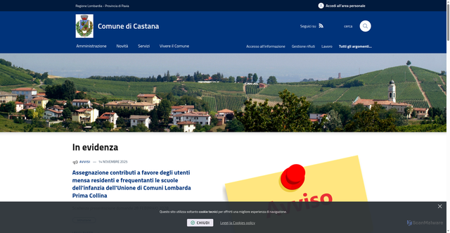Security scan screenshot of https://www.comune.castana.pv.it/it-it/home