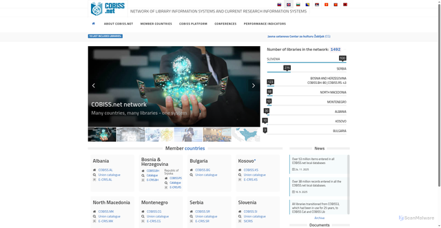Security scan screenshot of https://cobiss.net