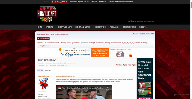 Security scan screenshot of https://forums.hogville.net/index.php?topic=779106.0