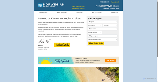 Security scan screenshot of https://www.norwegianvoyages.com/