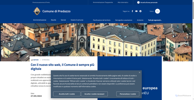 Security scan screenshot of https://www.comune.predazzo.tn.it/
