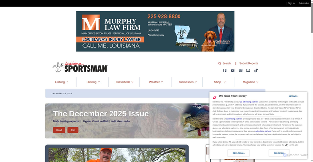 Security scan screenshot of https://louisianasportsman.com