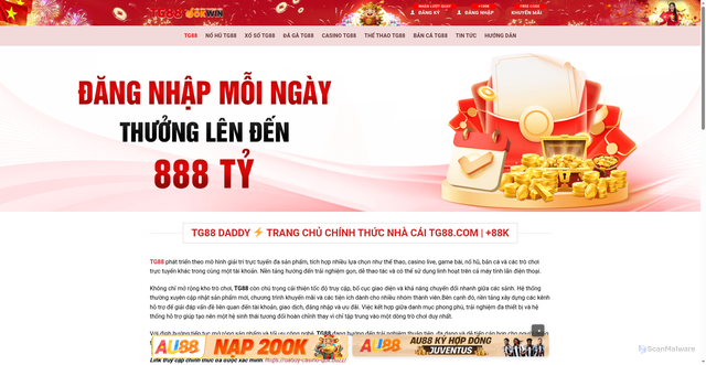 Security scan screenshot of https://tg88seru.me