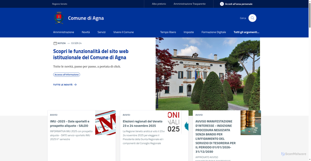Security scan screenshot of https://www.comune.agna.pd.it/
