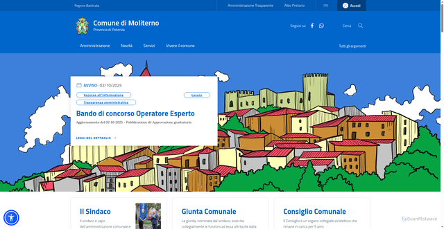 Security scan screenshot of https://www.comune.moliterno.pz.it/