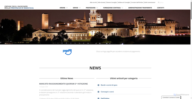 Security scan screenshot of https://www.ordineingegnerimantova.it