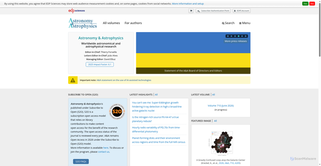 Security scan screenshot of https://aanda.org