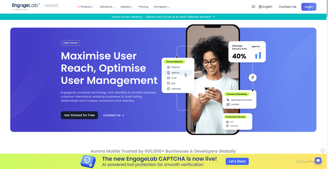 Security scan screenshot of https://engage7.com