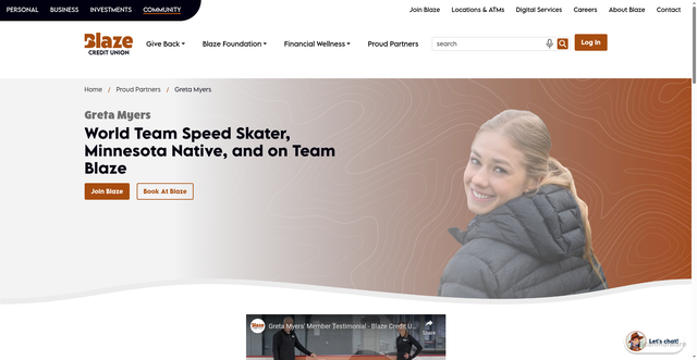 Security scan screenshot of https://blazecu.com/community/proud-partners/greta-myers