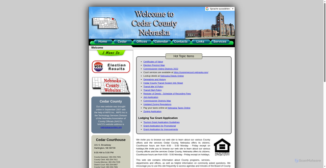 Security scan screenshot of https://cedarcountyne.gov/