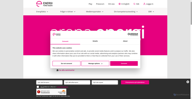 Security scan screenshot of https://arenaenergi.se