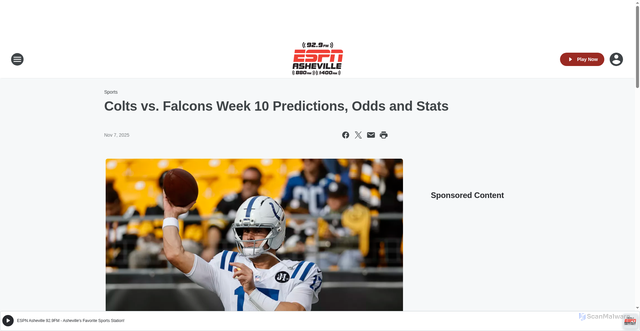 Security scan screenshot of https://espnavl.iheart.com/content/2025-11-07-colts-vs-falcons-week-10-predictions-odds-and-stats/