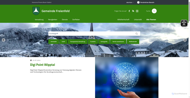 Security scan screenshot of https://www.comune.campoditrens.bz.it/de