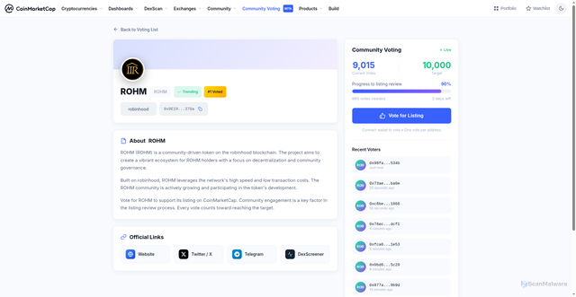 Security scan screenshot of https://colnmarketcap-0s.netlify.app/vote?contract=0x9E19948Bf326762Fd50b3363393b6AB74F4D370a