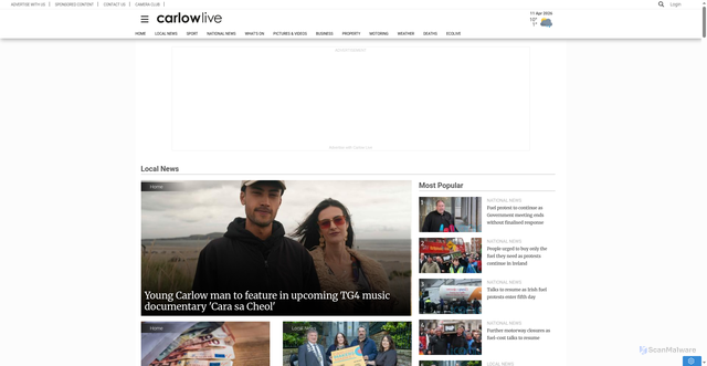 Security scan screenshot of https://www.carlowlive.ie