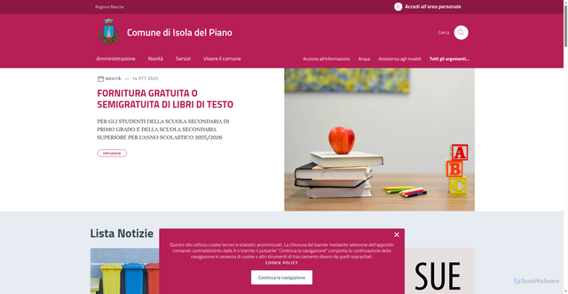 Security scan screenshot of https://comune.isola-del-piano.ps.it/