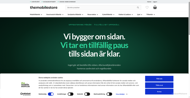 Security scan screenshot of https://themobilestore.se