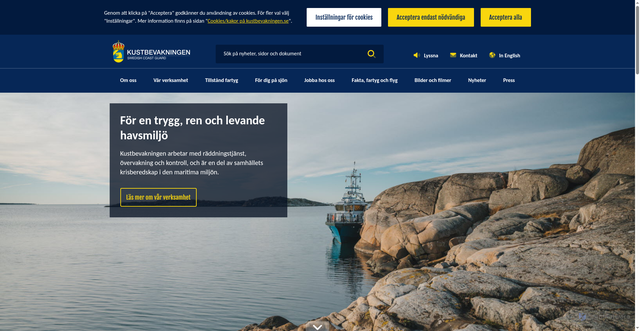 Security scan screenshot of https://www.kustbevakningen.se/