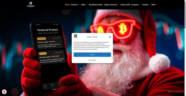 Security scan screenshot of https://athenabitcoin.com/