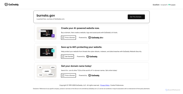 Security scan screenshot of https://burnsks.gov/