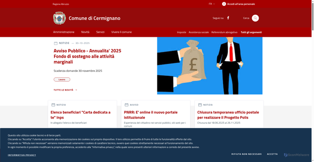 Security scan screenshot of https://www.comune.cermignano.te.it/