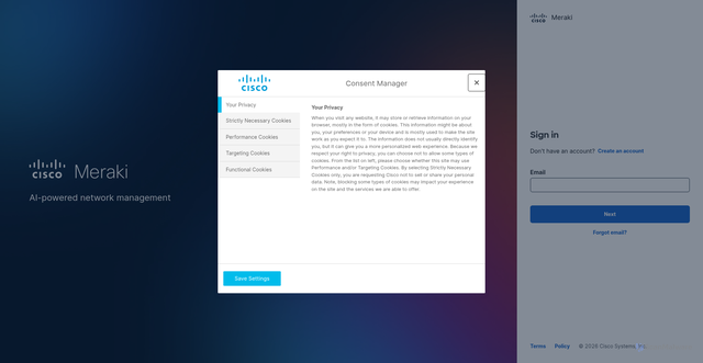 Security scan screenshot of https://n1140.dashboard.meraki.com