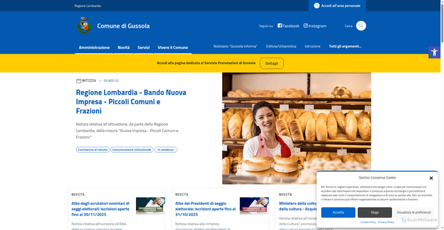 Security scan screenshot of https://comune.gussola.cr.it/