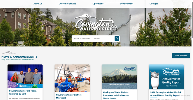 Security scan screenshot of https://www.covingtonwater.com/