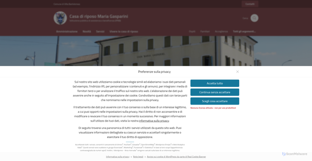 Security scan screenshot of https://www.ipabcasadiriposomariagasparini.it/