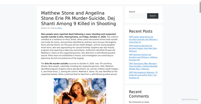 Security scan screenshot of https://obituaryscript.site/matthew-stone-and-angelina-stone/