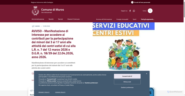 Security scan screenshot of https://www.comune.muros.ss.it