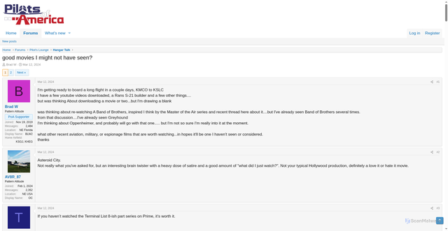Security scan screenshot of https://www.pilotsofamerica.com/community/threads/good-movies-i-might-not-have-seen.146507/